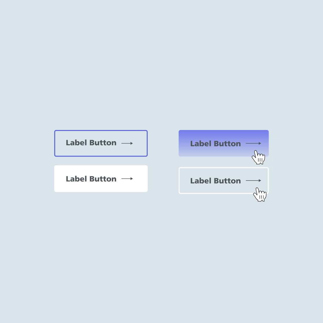 Zwei Linkbuttons in Markenfarben mit Hover-Effekt auf hellblauem Hintergrund.