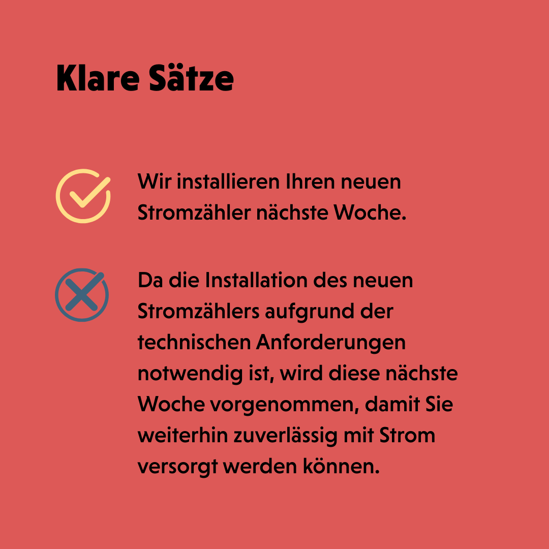 Beispiele helfen, den richtigen Ton zu treffen. 