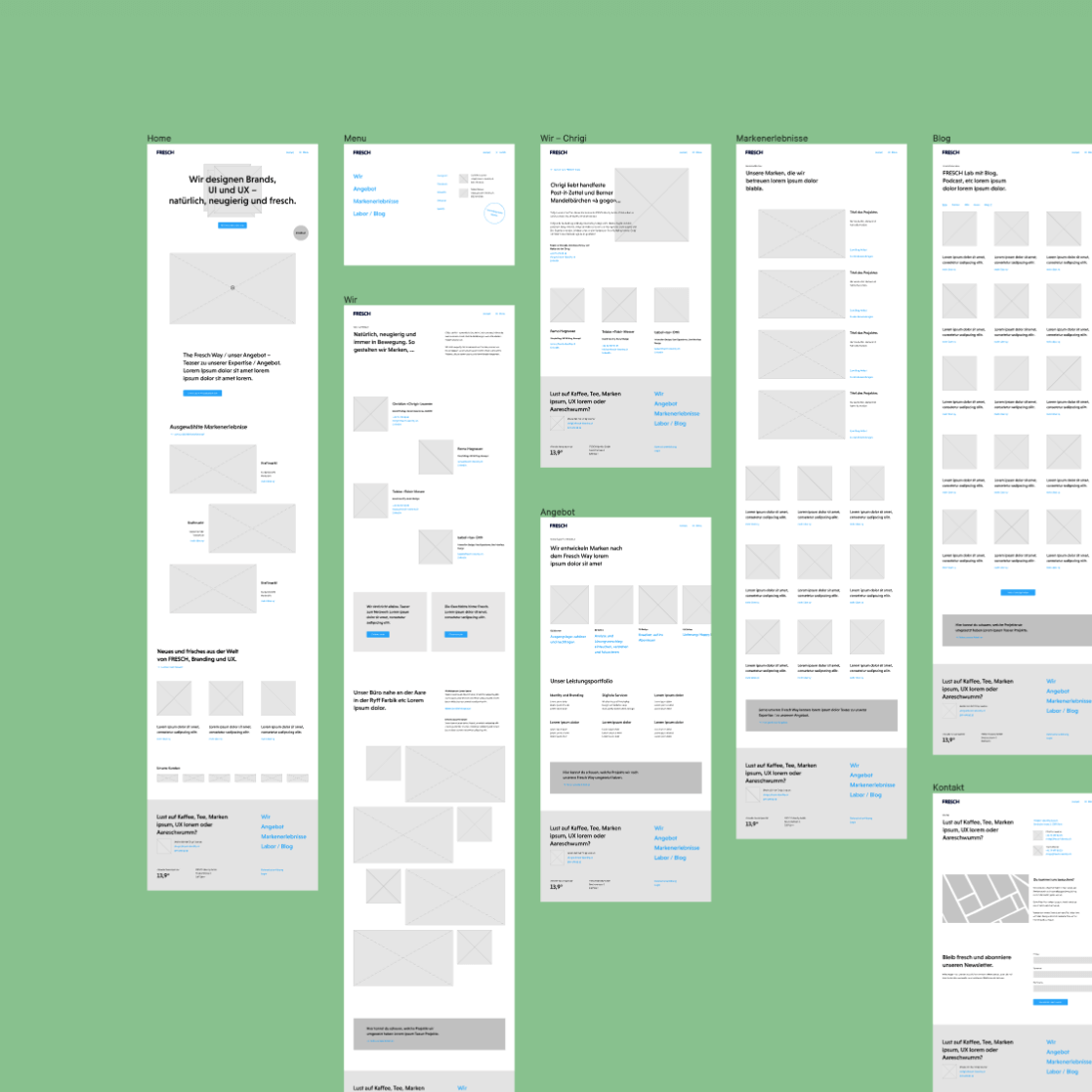 Wireframes unserer Website