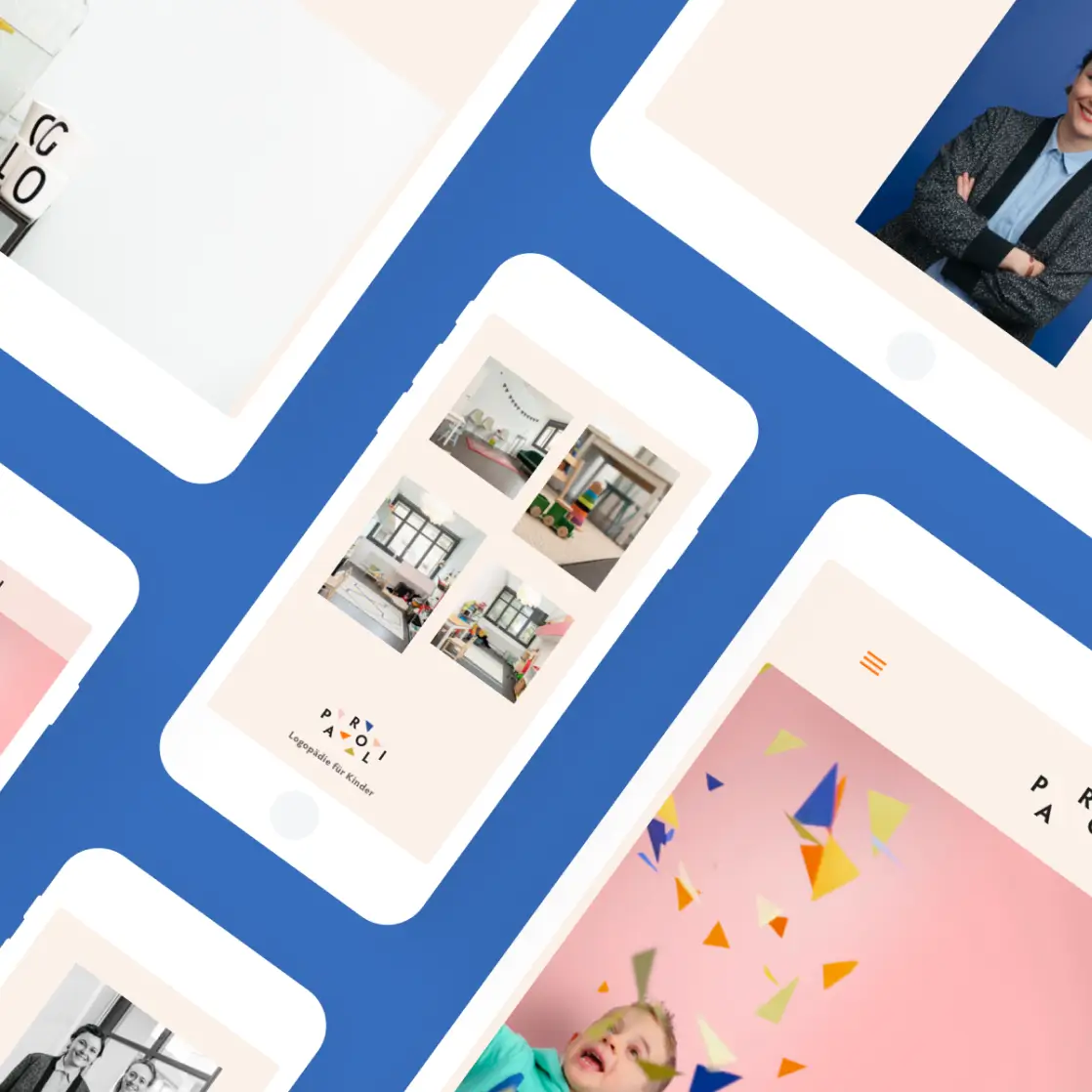 Mockup-Screens der Mobile und Tablet Website von der Logopädie Paroli