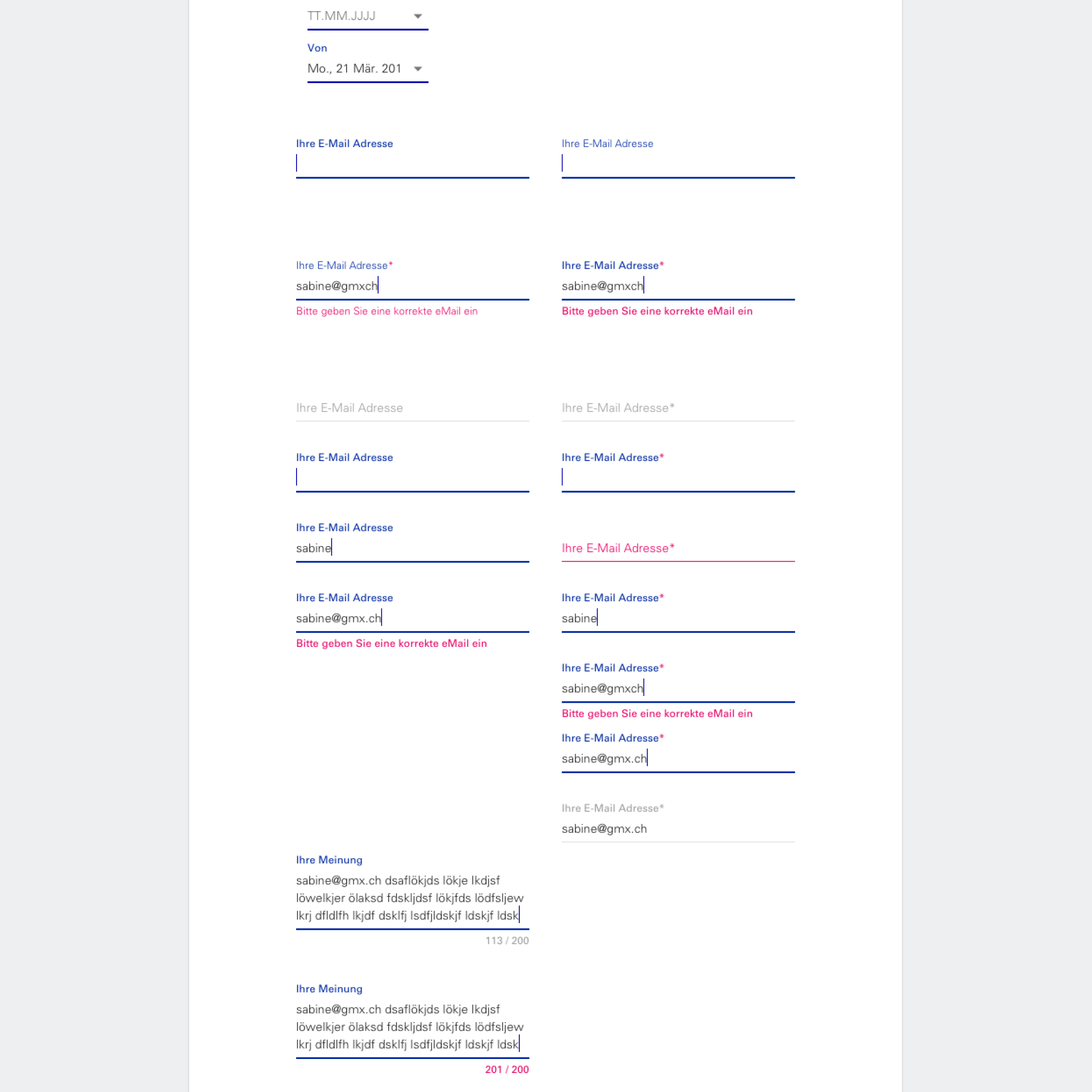 BLS Forumularfelder BLS Forumularfelder
