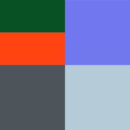 Farbfelder Farbfelder in Grün, Rot, Violett, Hellblau, Hellgrau und Dunkelgrau als neues Farbkonzept.