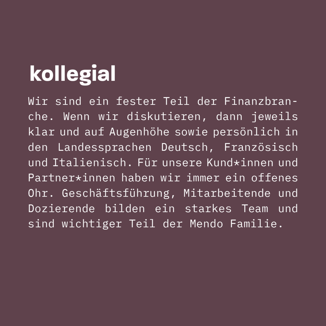 Wertebeschrieb Mendo AG Wertebeschrieb Mendo AG