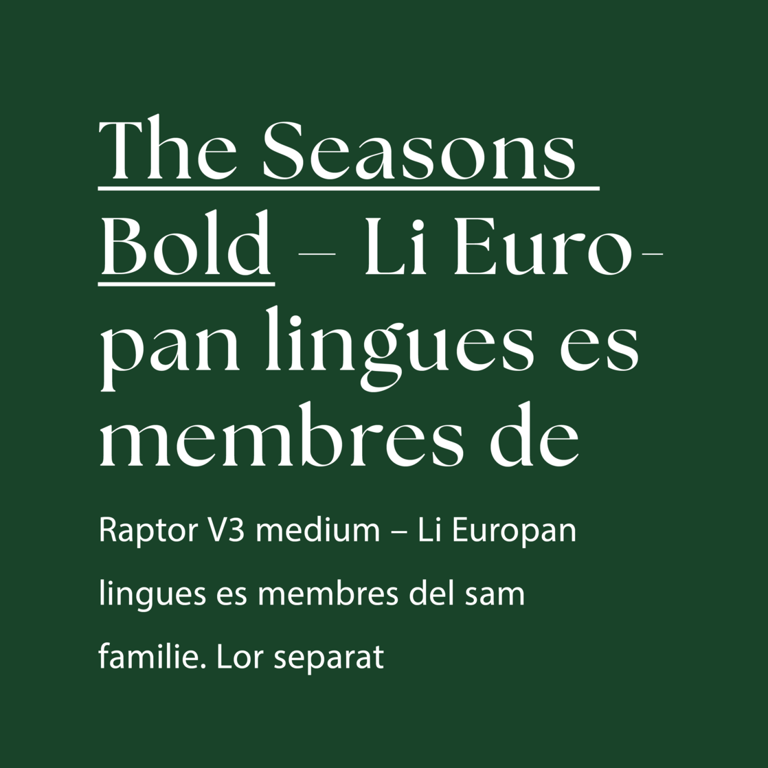 ProAct Schriftwelt The Season von Elena Genova macht’s charmant, Raptor von Vojtech Riha sorgt für Klartext.