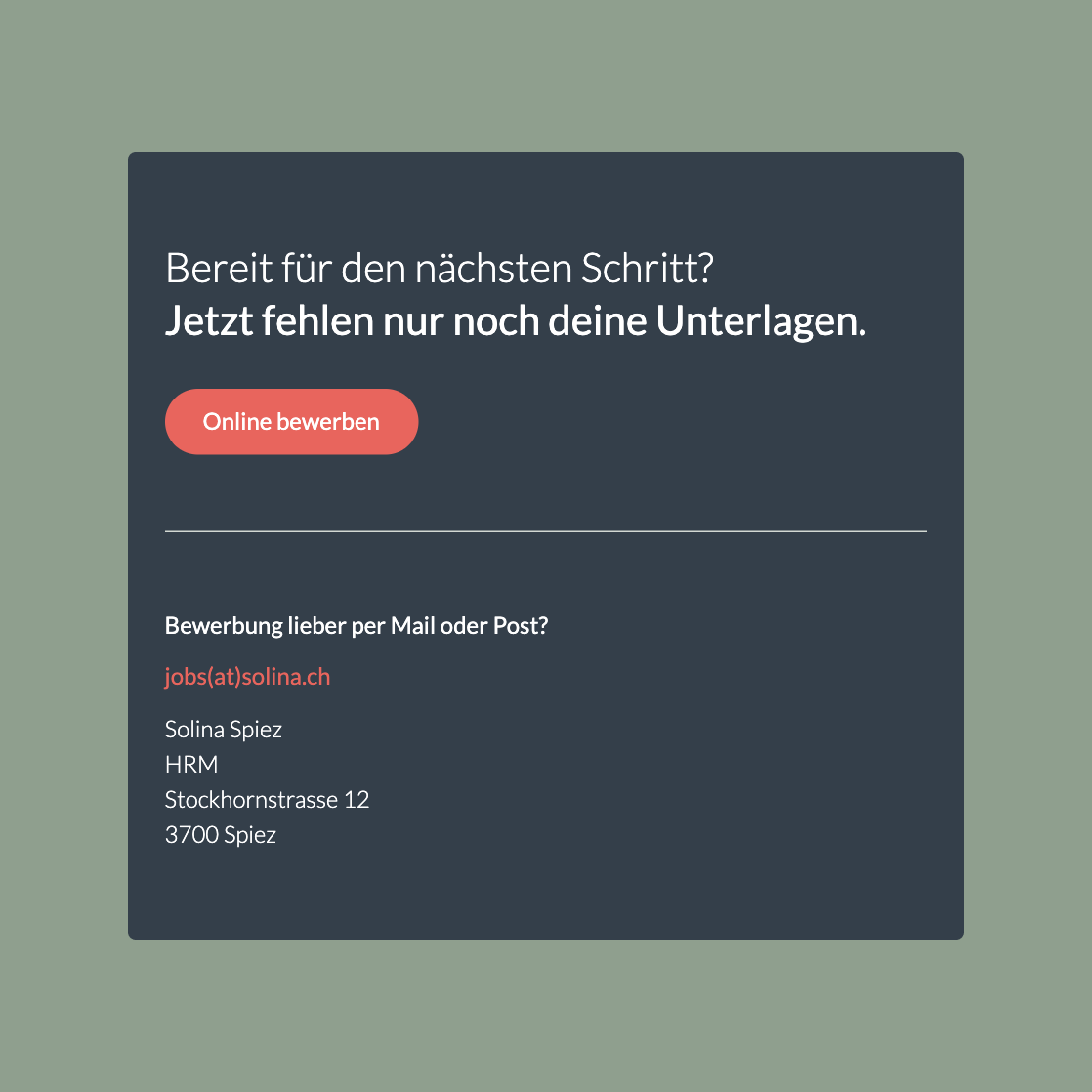 Visualisierung der Möglichkeit, sich nicht nur digital, sondern auch per Post zu bewerben