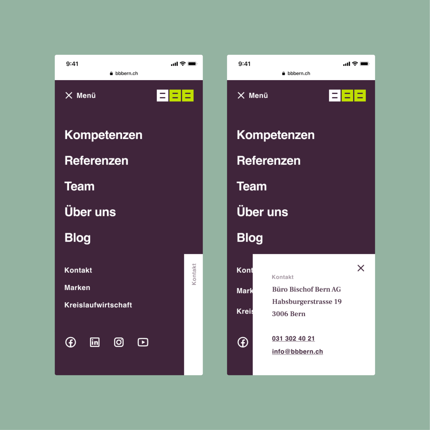 Büro Bischof Bern Mobile Navigation