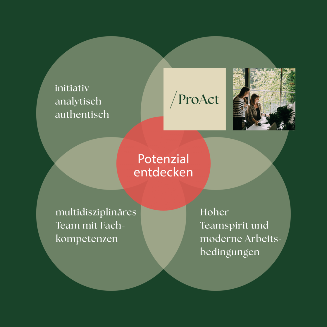 ProAct Markenidentität Das Markenmodell: Der Kern der Marke liegt ziemlich genau in der Mitte.