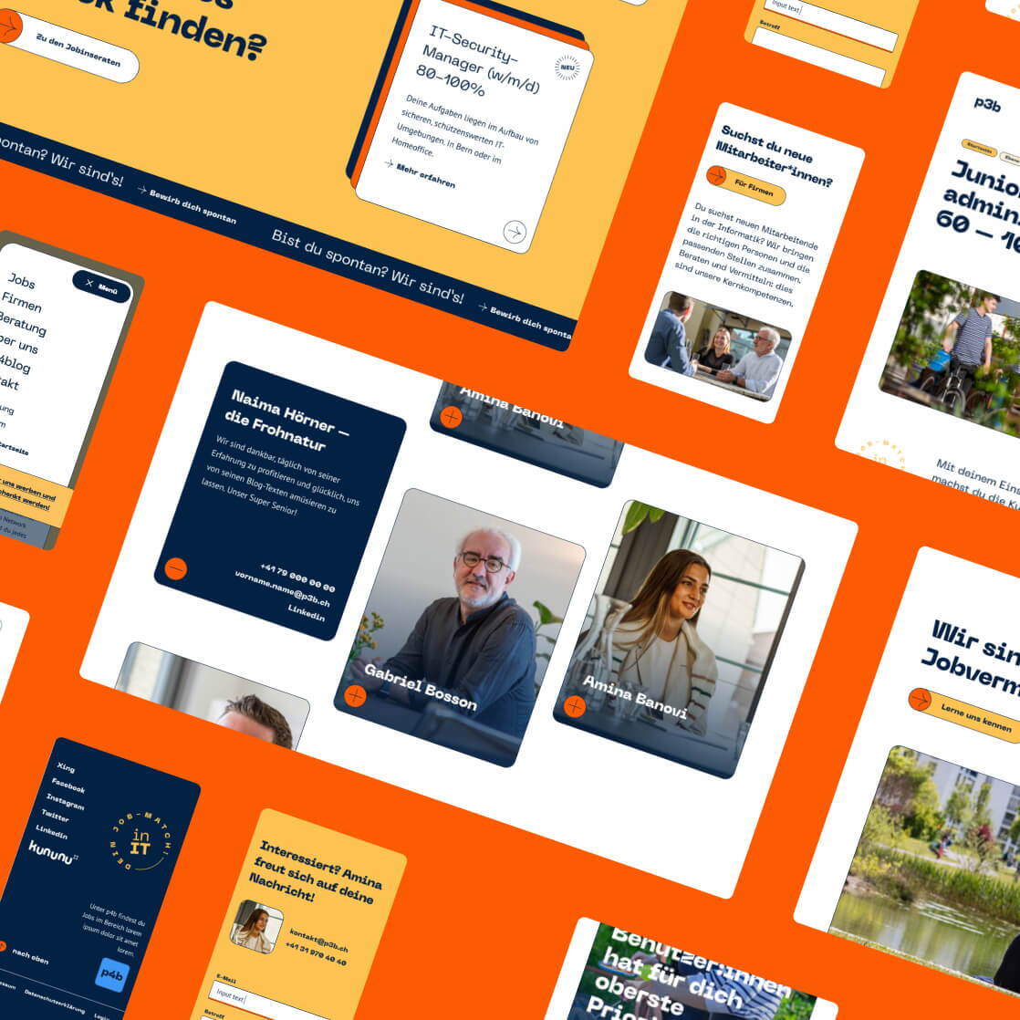 Mockup-Screens der Website von p3b